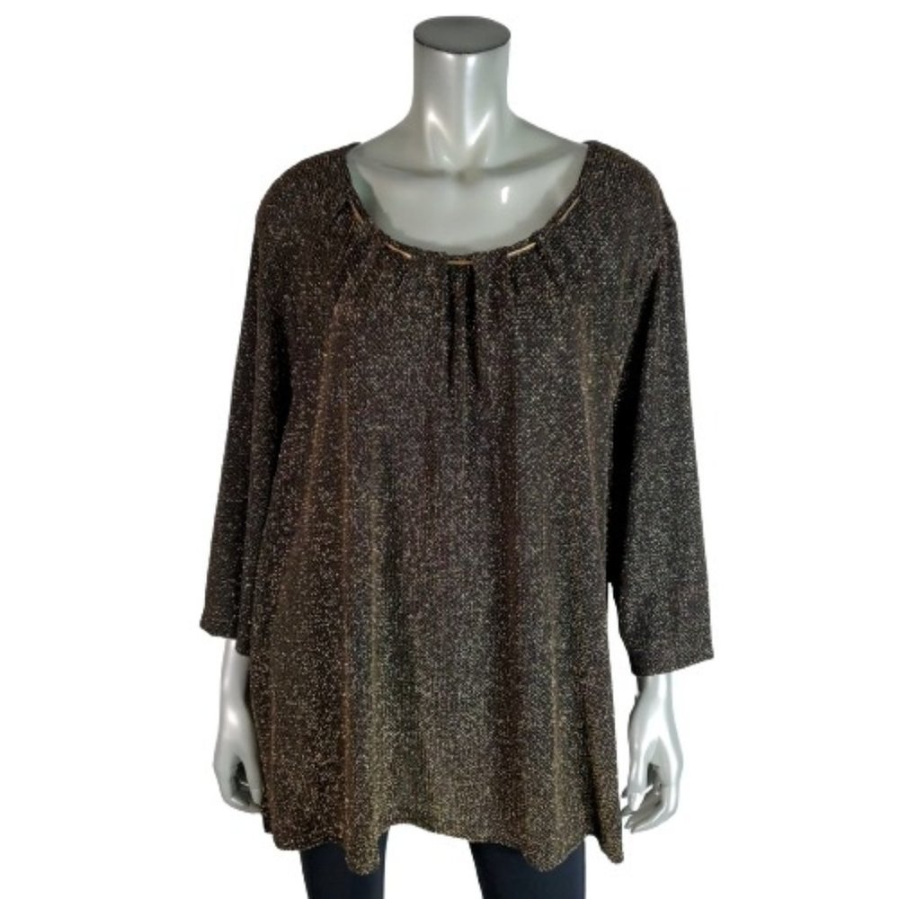 Catherines Top Plus‎ Size 2X 22/24W Gold Metallic